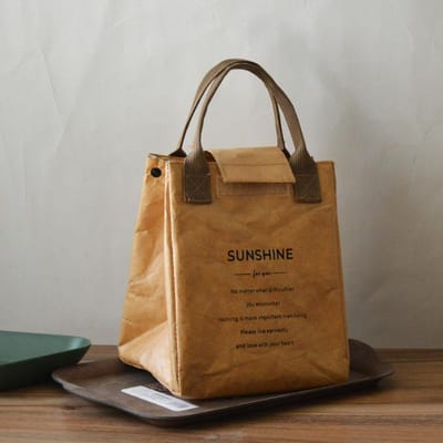 Papieren Lunchtas Waterdichte Isolatietas Verlengen en Verdikken Aluminiumfolie Handtas Kantoorwerker bruin