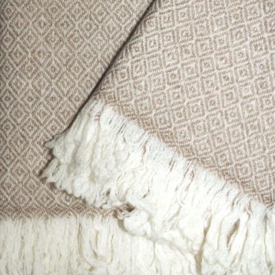 Dailygoods- Kasjmierdeken 100% kasjmier - Pluizige Woondeken - Handgeweven Sofadeken - Luxe Plaid - Natuurtinten - Aangename Warmte