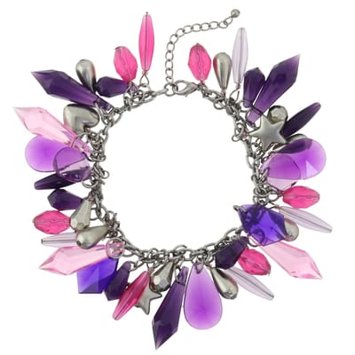 Behave - Bedelarmband paars met hangers - Speels accent - Festival stijl
