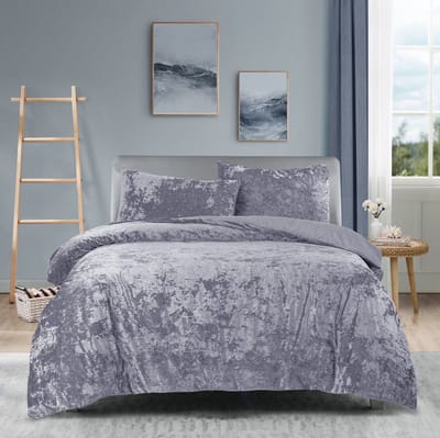 Princessdekbedovertrek Crushed Velvet -Soft Touch - Fluweel - Dekbedovertrek met Drukknopen-Tweepersoons -200x200/220 cm +2 kussenslopen 60x70 cm-Grijs