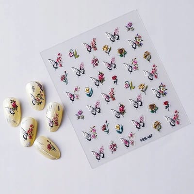 Frezarkowo - 3D Nagelstickers - Zelfklevend - Motieven: Bloemen, Vlinders