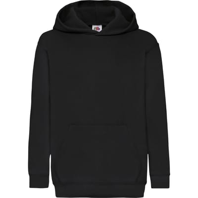 Fruit Of The Loom Kinder Unisex Sweatshirt Met Capuchon / Hoodie (Zwart)