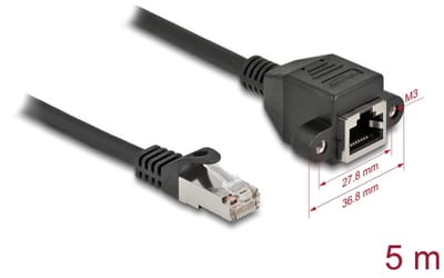 Delock Network Extension Cable S/FTP RJ45 plug to RJ45 jack Cat.6A 5 m black