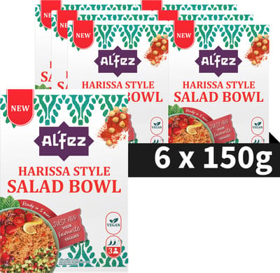 Al’Fez Harissa Salad Bowl - 6 x 150 gram - Vegan Couscous Salade - Pittige Kruiden - Voordeelverpakking