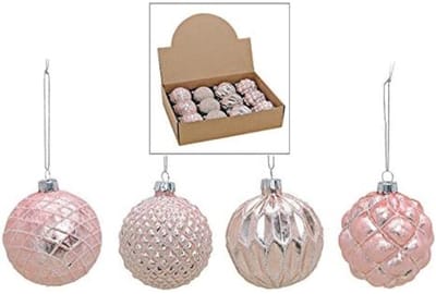 Famanu – Set van 12 edele glazen kerstballen (Ø 8 cm) – unieke kerstballen voor feestelijke elegantie. Glans en stijl voor je kerstboom (zilver)