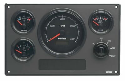 VETUS MP34KBS2 Motorinstrumentenpaneel - 12V, 4 zwarte meters, IP64 | MP34KBS2