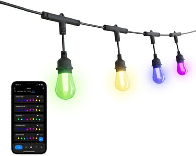 Ledvion - Smart Lichtsnoer Buiten 7M - 10 RGBIC LED Lampen - 2700K-6500K - RGB - App-Bestuurbaar - Tuinverlichting
