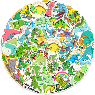 Grappige Dino Stickers | 50 stuks | dinosaurus, triceratops, reptielen | Stickermix voor laptop, muur, fiets, skateboard, koelkast etc. | Geschikt voor kinderen