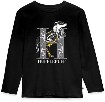 Harry Potter Hufflepuff Coat of Arms Monochrome Premium T-Shirt Kinderen