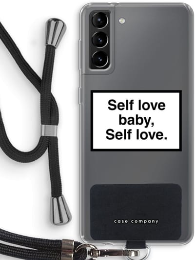 Hoesje met koord geschikt voor Samsung Galaxy S21 Plus hoesje met Koord - Self love - Telefoonhoesje met Zwart Koord - Bescherming aan alle Kanten en Over de Schermrand