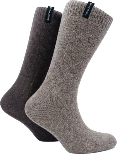 The Sockmaker sokken heren 41-46 - 2-pack Wool Boot - duurzaam - Square - Light Brown and Dark Brown