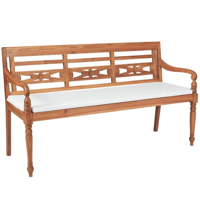 vidaXL - Bank - Batavia - met - kussens - 150 - cm - teakhout