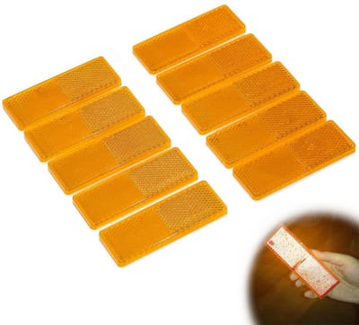 Set van 10 Gele Reflecterende Rectangulaire Reflectoren - Zelfklevend voor Caravans en Motorfietsen