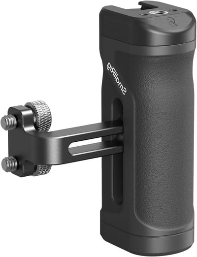 Ergonomische Mini Zijkant Handgreep voor Camera Cage met 1/4"-20 Draadgaten, Verstelbaar voor Links en Rechts, Ideaal voor Videografie en Fotografie