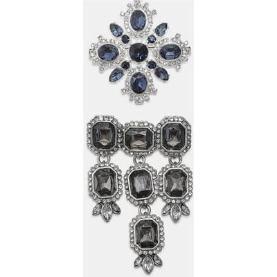 Stradivarius Set van 2 broches met steentjes  Grijs OS