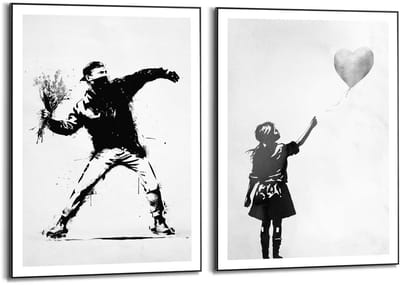 Schilderijen set Street Art Banksy - 70 x 50 - Hout - REINDERS