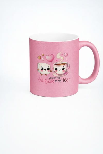Schattige Roze Glitter Mok 'You're The Sugar To My Tea' - Valentijn Liefdes Theemok Cadeau