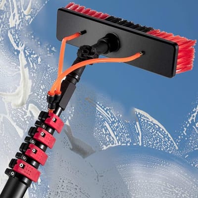 Telescopische Raamwisser - Verlengstok Reiniger - Hoge Ramen Schoonmaken - Watergevoed Borstelsysteem - 7.2 Meter - Zilver