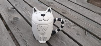 Katten mok zwart wit met deksel