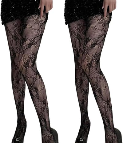 Romantische zwarte bloemenpatroon panty’s voor dames - Vintage Lolita mesh-strumpfhosen voor een sexy look, ideaal voor Valentijnsdag en speciale gelegenheden