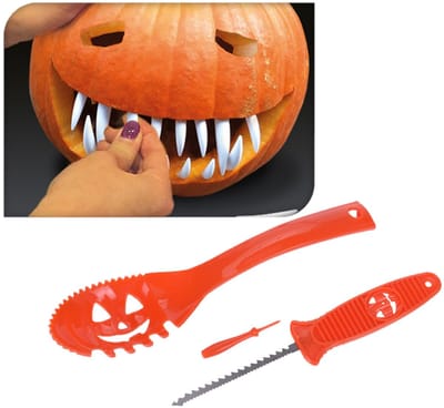 Atosa Pompoen uithollen gereedschap set - inclusief decoratie tanden - Halloween pompoenen uithollen