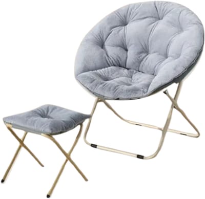 Stemily Opvouwbare Loungestoel - tot 136 KG - Stoeldiameter: 80 cm - Inclusief Voetenbank - Geschikt Voor Elke Ruimte