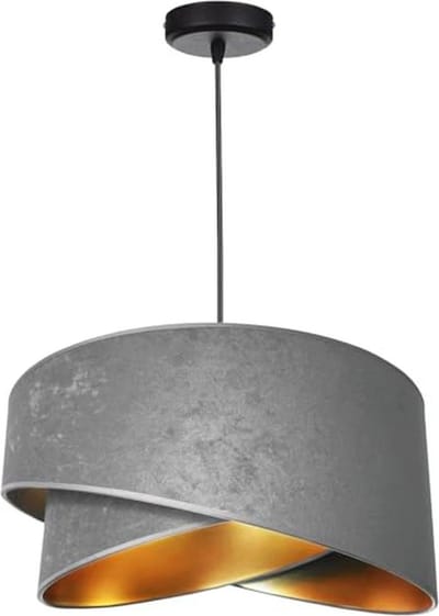 Hanglamp met velours lampenkap in zwart, grijs en wit - Elegante plafondverlichting voor binnen