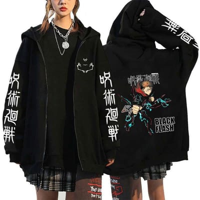Anime Jujutsu Kaisen Fushiguro Megumi hoodies XS black
