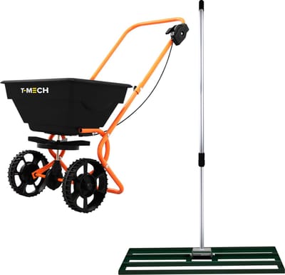 Roterende strooiwagen & gazonnivelleerhark - groen - 100 cm - 25 kg