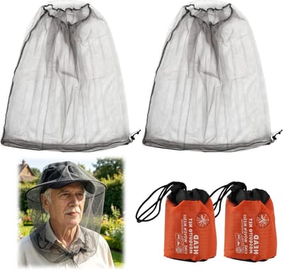 Muggennet voor hoofd met hoed - Insectenbescherming voor tuin, camping en wandelen, ademend en comfortabel