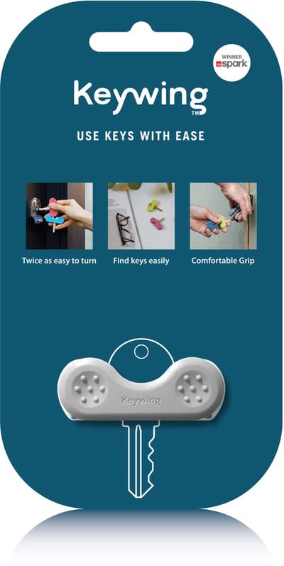 Keywing sleutelhulp Nieuw model - grijs - hulpmiddel voor artritis - betere grip - meer kracht