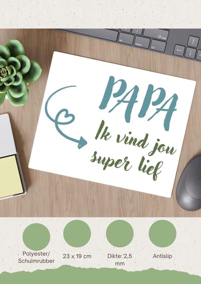 Akyol - papa ik vind jou Muismat - Papa - je vader - vaderdag cadeautjes - verjaardagscadeau - gift - kado - 23 bij 19 cm