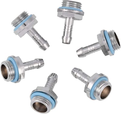6 Stuks Koper Waterkoeling Slang Connector G1/4, Multi-Size Twee-Touch Fitting voor PC Waterkoelsystemen, Geschikt voor 6mm Slangen