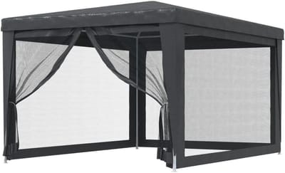 Tuinpaviljoen - Feesttent Gazebo - Buitenfeesten Organiseren - Met 4 Horregaaswanden - 3x4 Meter - Antraciet