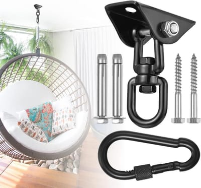 JGS Premium - Plafondhaak voor hangstoel 360 graden draaibaar - Schommelophanging - Hangmat haak voor beton en hout - Speelplaats veranda stoel - Trapeze - Yoga - Duurzaam materiaal