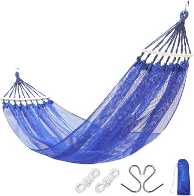 Hangmat Schommelbed - Koel Gaas Bed - Buiten Ontspannen - Stabiel Ademend Materiaal - 200x150cm - Dubbel Saffier Blauw