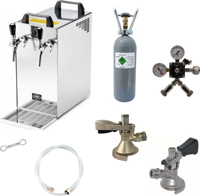 Complete set - Biertap - Kontakt 40 2-kraans droogkoeler, 50 liter/u - Beertender, Thuistap, Bierkoeler - met Fustkoppeling Type A, Type M