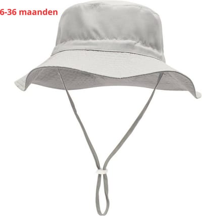Bovista Zonnehoed - Reishoed - UV Beschermende Hoed - Bucket Hat - Festival - Pet - Hoedje Voor Baby - Hoofdbescherming - Grijs - 3-36 Maanden