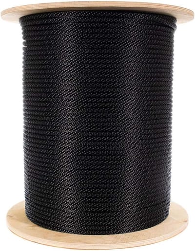 Gevlochten Nylon Touw - Scheepstouw Vlaggenmast - Vastzetten Buiten - Gegalvaniseerde Draadkern - 5/16 Inch 50 Voet - Zwart