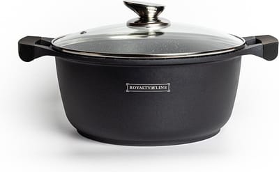 Royalty Line® BS28M Braadpan Inductie - Ø 28 cm / 5.7 Liter - Soeppan Inductie - Bakpan Met Antiaanbaklaag - Braadpannen Voor Alle Warmtebronnen - Kookpot - Zwart