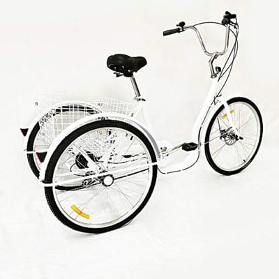 Driewieler voor volwassenen - Fiets met mand - Boodschappen doen - Verstelbare hoogte - 26 inch wielen - Wit