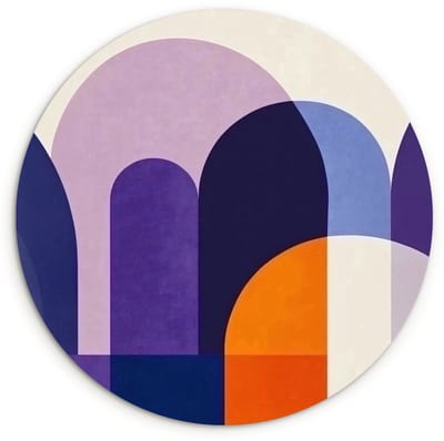WallCircle® Wandcirkel 120x120 cm - Muurcirkel Vormen - Abstract - Grafisch - Oranje - Muurdecoratie woonkamer - Wanddecoratie slaapkamer - Kamer decoratie accessoires - Ronde schilderijen XXL