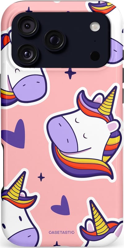Casetastic hoesje geschikt voor Apple iPhone 17 Pro Max - MagSafe - Dubbellaagse bescherming - Unicornhart - Fashion Case - Lichtroze Wit Lavendel