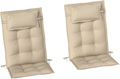 Killogood 2-delige set kussen voor ligstoel waterafstotend ligkussen voor tuinligstoel kussenhoes 50x116x5 cm - beige