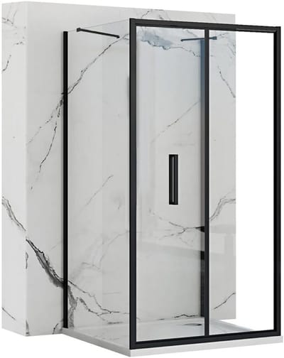 Rea Rapid Fold Black 80 X 80 - 195 cm - U-Douchecabine - Vierkant - Zwart