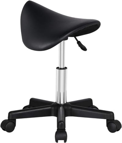 SNJY® Zadelkruk - Tabouret - Zadelkruk op Wielen - Hoogte Verstelbaar - 45.5-60 cm - Zwart