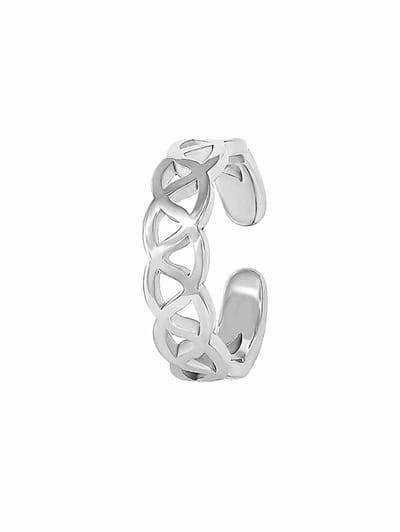 WeLoveSilver teenring - chirurgisch staal - zilverkleurig - open patroon