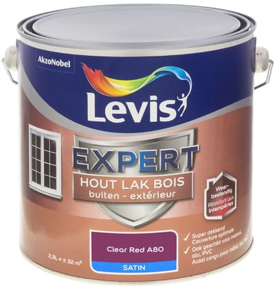 Levis - Expert Hout Lak Buiten Satin Mix - Clear Red A80 - Mengverf - 2,5 L