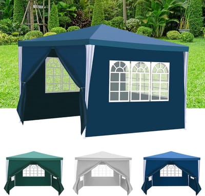 Tuinfeest Tent - Waterdichte Paviljoen - Feestelijke Bijeenkomsten - Stabiel Stevig Frame - 3x3 Meter - Blauw
