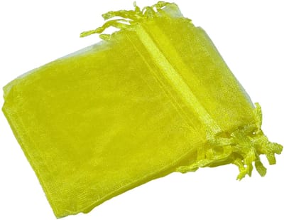 Prigta - Organza Zakjes Geel 7 x 9 cm - 50 stuks - Kleine Cadeauzakjes - Herbruikbaar - Voor Feestjes & Bedankjes - Satijnen Trekkoord